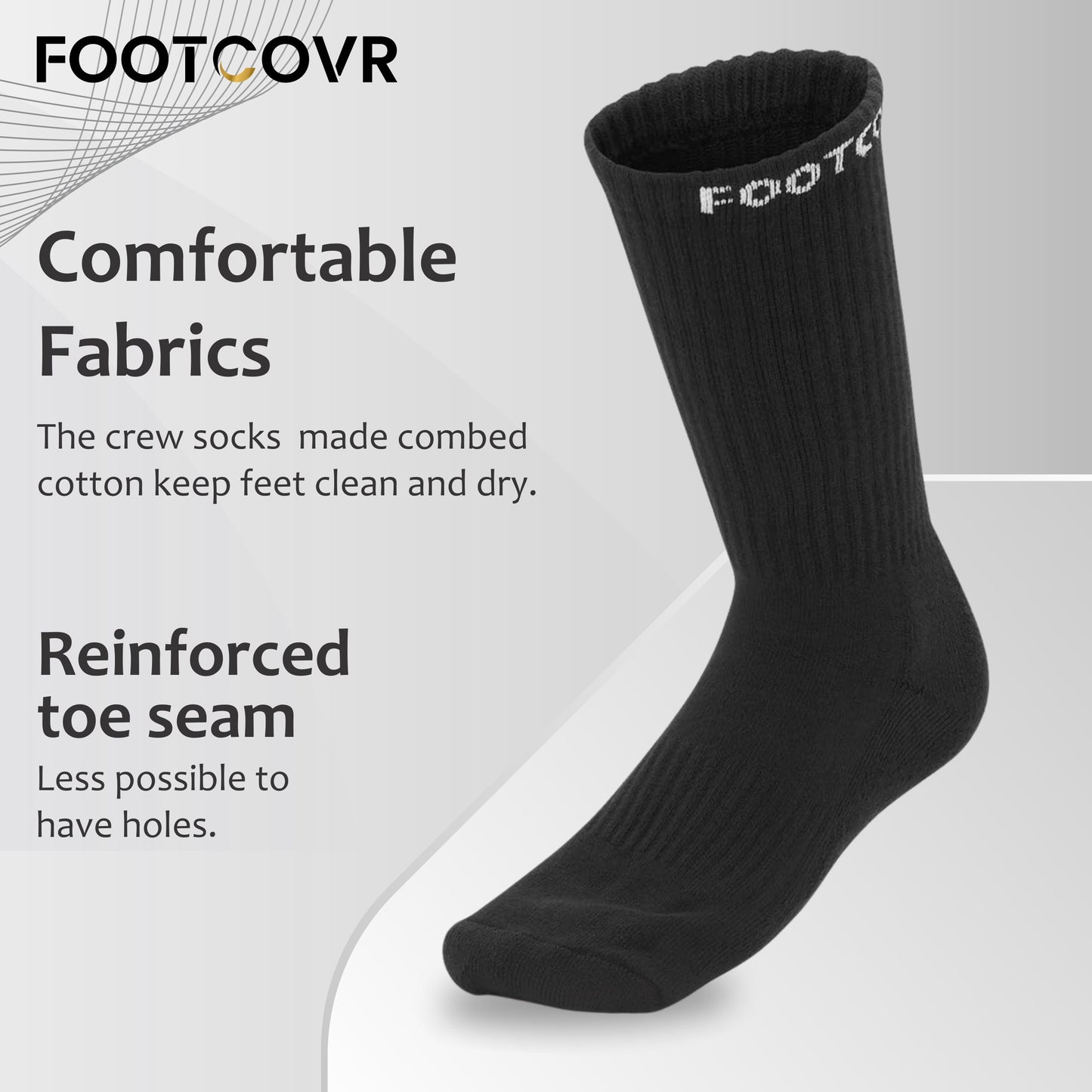Footcovr blak soft fabric socks