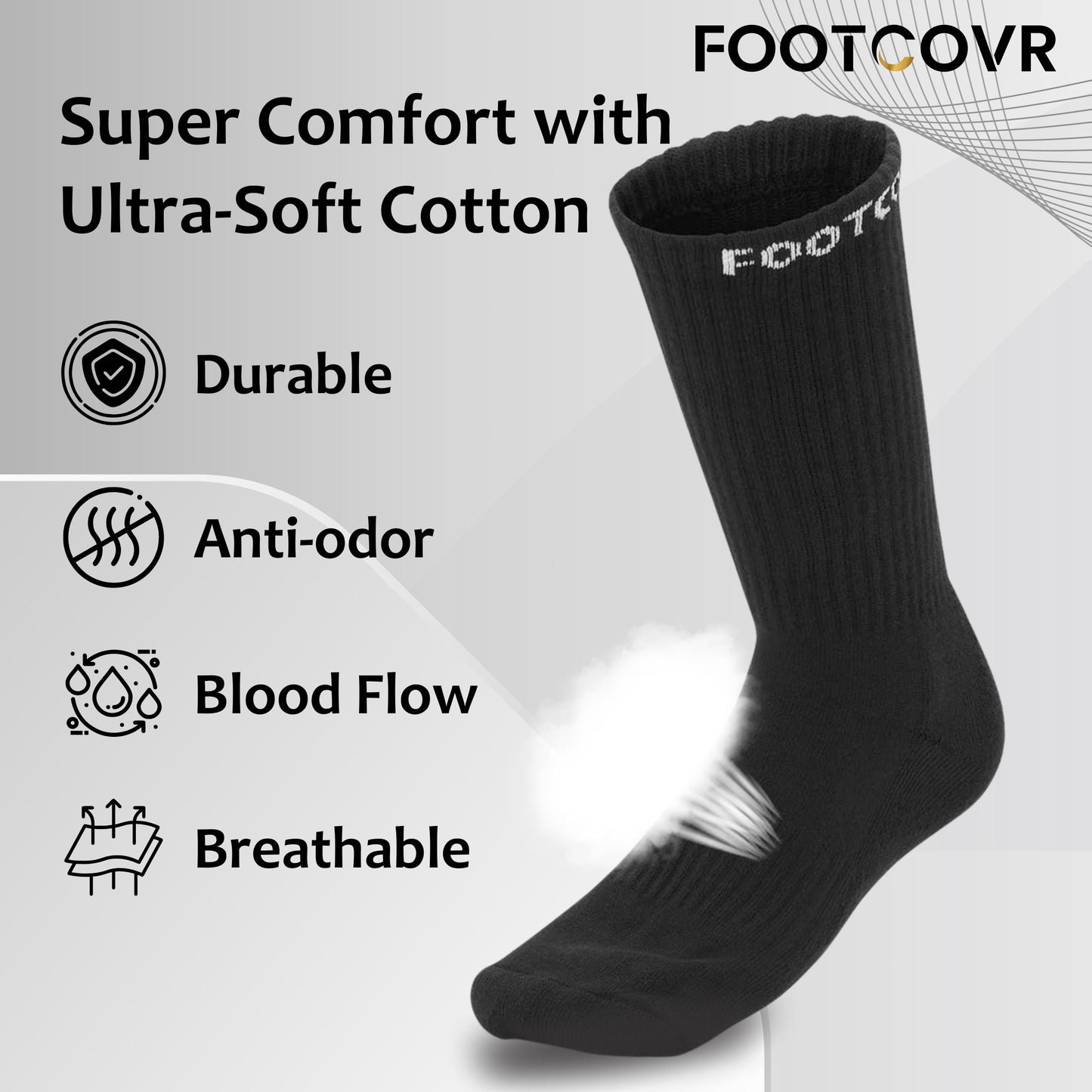 ultra soft cotton footcovr black socks