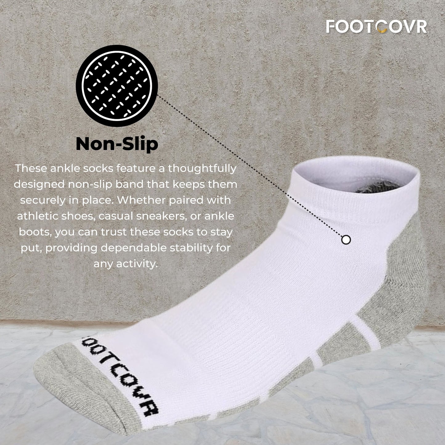 Footcovr White Cushioned Cotton Low Ankle Socks - 6 Pair