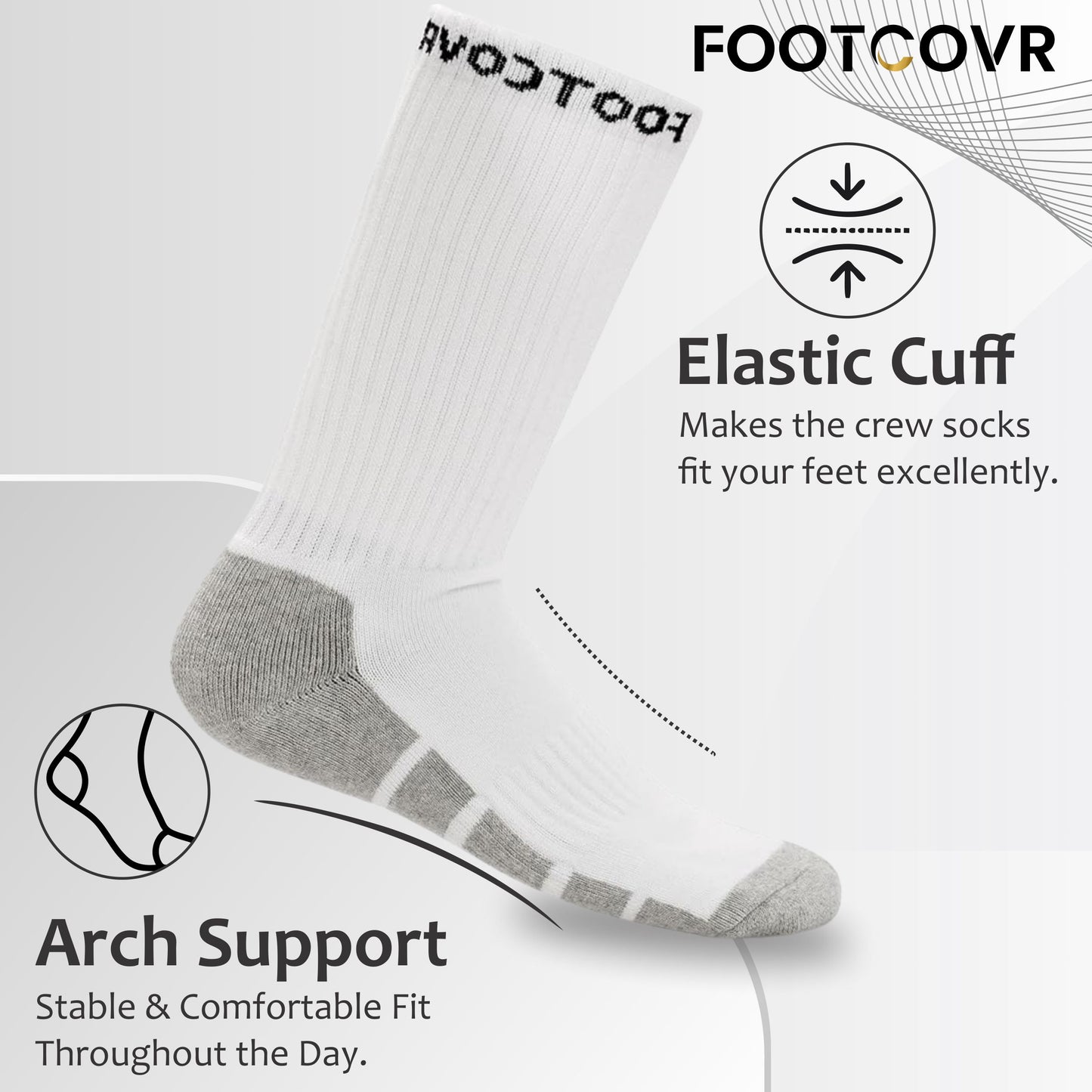 Elastic Cuff unisex white socks