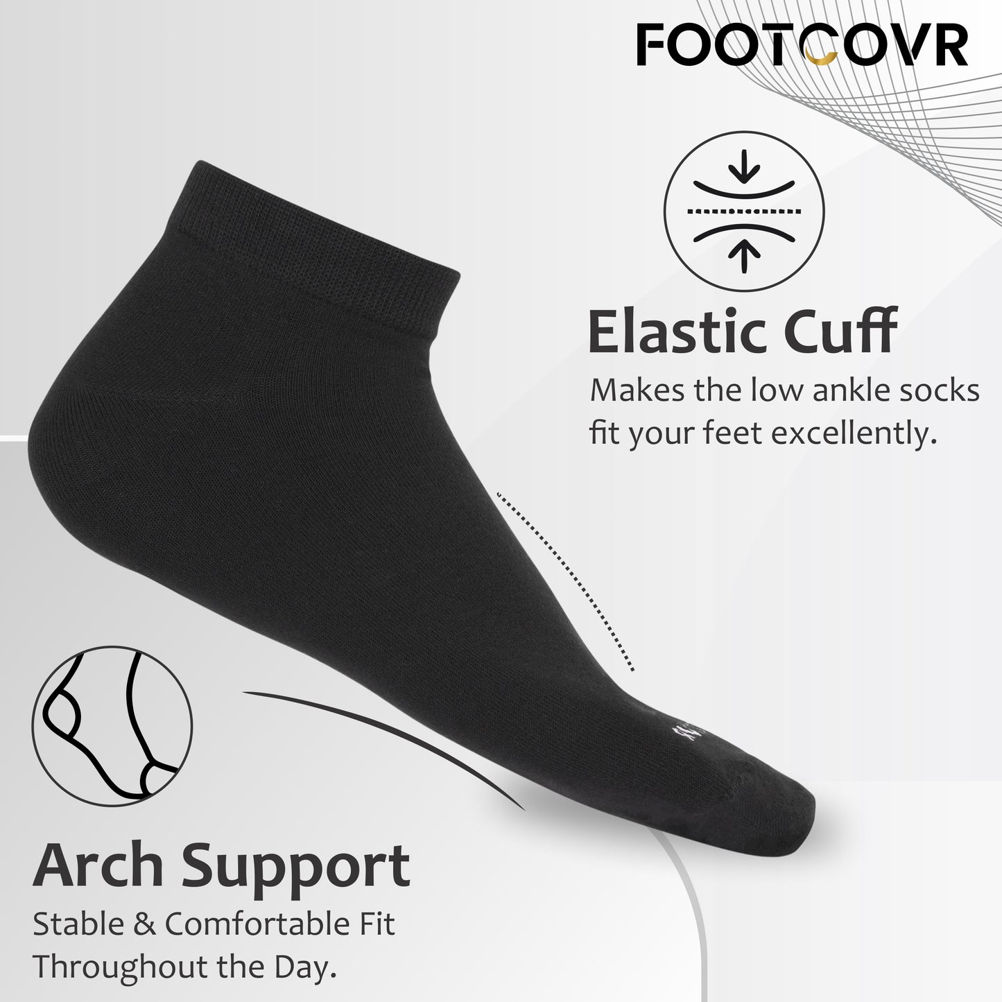 Footcovr Black Low Ankle Socks - 6 pair