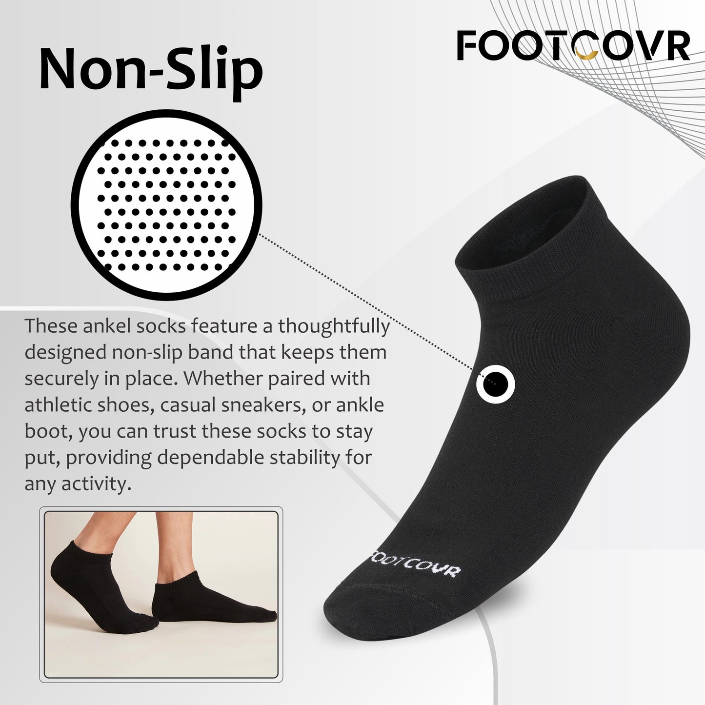 Footcovr Black Low Ankle Socks - 6 pair