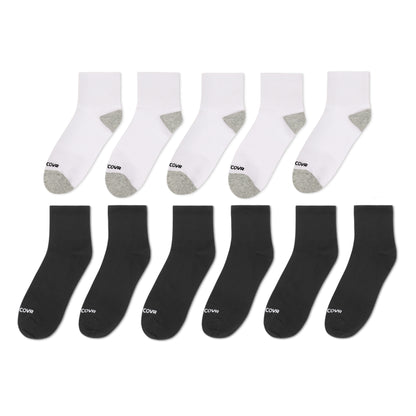 Premium Cotton Ankle Sock Bundle - 11 Pairs (6 Black/5 White)