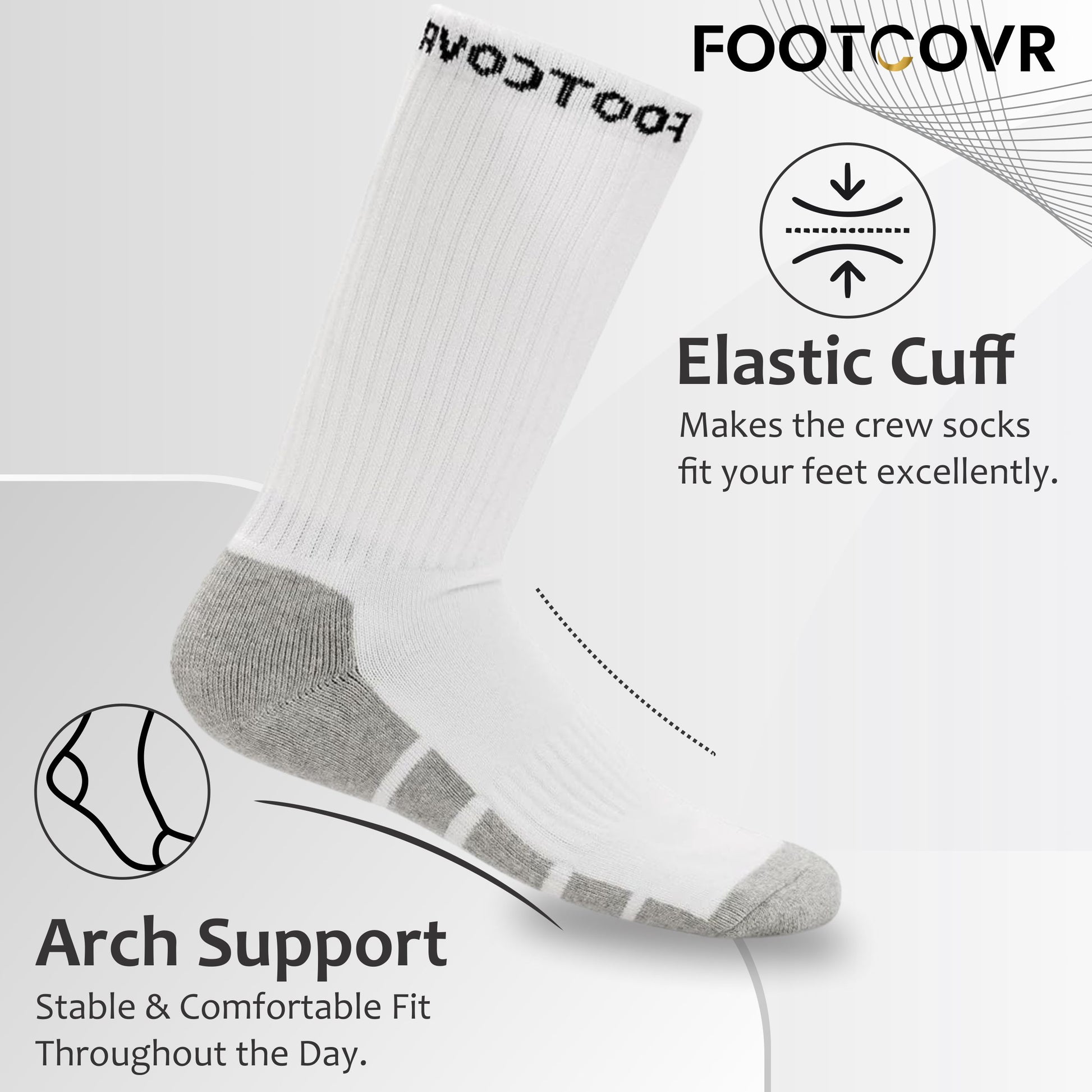 Elastic Cuff unisex white socks