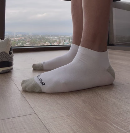 Premium Cotton Low Ankle Socks - White (6 Pair) Size Mens 6-12